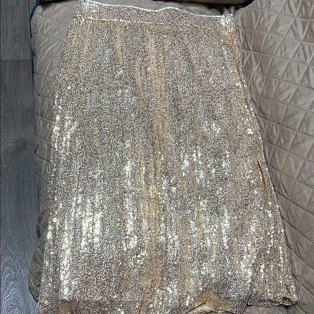 Lena Gold Sequin A-Line Midi Skirt